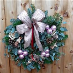 Handmade Fresh Pine Door Wreath - Pretty in Pink