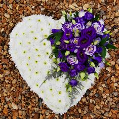 Based Heart with Purple Lisianthus Spray