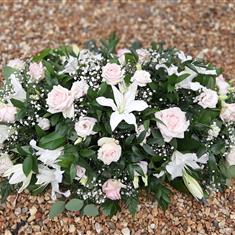 White Lilies and Pale Pink Rose Casket Spray