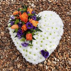 Based Heart with an Orange and Purple Spray