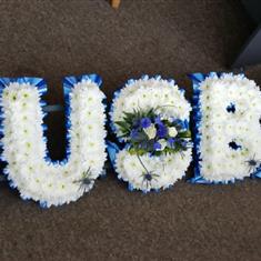 HUSBAND with Blue and White Spray